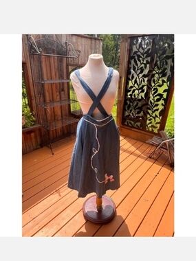 Denim Cross-Back Poddle Dress,Socks with poodle included
